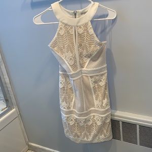 White lace halter top dress